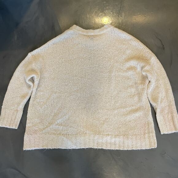 Aerie Sweater Size S Boxy Style Open Weave Crew Neck Ivory Wool/Alpaca Blend - Picture 8 of 8